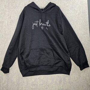 Just Breathe womens Hoodie Black 4XL Polyester Pullover Casual Relaxed Fit